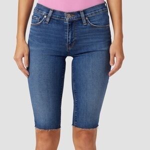 Hudson Amina Raw Hem Denim Mid Rise Bermuda Blue Jean Shorts in Reserve Size 25